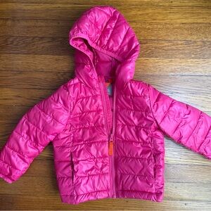 Toddler Lightweight Puffer Jacket Primary Pink Fuchsia Size 3T